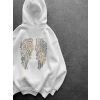 PULLU KANAT 3 İPLİK PAMUKLU KUMAŞ SWEAT BEYAZ
