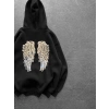 PULLU KANAT 3 İPLİK PAMUKLU KUMAŞ SWEAT SİYAH