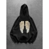 PULLU KANAT 3 İPLİK PAMUKLU KUMAŞ SWEAT SİYAH
