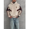 RMA 3 İPLİK PARCALI ŞARDONLU KAPÜŞONLU SWEAT KREM