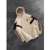 RMA 3 İPLİK PARCALI ŞARDONLU KAPÜŞONLU SWEAT KREM