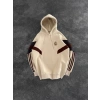RMA 3 İPLİK PARCALI ŞARDONLU KAPÜŞONLU SWEAT KREM