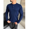 HENLEY YAKA FİTİLLİ UZUN KOLLU SLİM BADİ LACİ