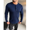 HENLEY YAKA FİTİLLİ UZUN KOLLU SLİM BADİ LACİ