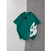 STW BEL BASKI BISIKLET YAKA OVERSIZE TSHIRT YEŞİL