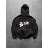 STW KAPÜŞONLU OVERSİZE CAM SWEAT SİYAH