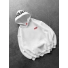 SUP BASKI 3 İPLİK PAMUKLU KUMAŞ OVERSİZE SWEAT BEYAZ