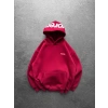 SUP BASKI 3 İPLİK PAMUKLU KUMAŞ OVERSİZE SWEAT KIRMIZI