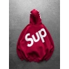 SUP BASKI 3 İPLİK PAMUKLU KUMAŞ OVERSİZE SWEAT KIRMIZI