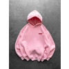 SUP BASKI 3 İPLİK PAMUKLU KUMAŞ OVERSİZE SWEAT PEMBE