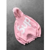SUP BASKI 3 İPLİK PAMUKLU KUMAŞ OVERSİZE SWEAT PEMBE