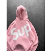 SUP BASKI 3 İPLİK PAMUKLU KUMAŞ OVERSİZE SWEAT PEMBE