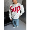 SUP BOXY KALIP 3 İPLİK PAMUKLU SWEAT BEYAZ