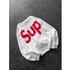 SUP BOXY KALIP 3 İPLİK PAMUKLU SWEAT BEYAZ