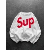 SUP BOXY KALIP 3 İPLİK PAMUKLU SWEAT BEYAZ