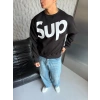 SUP BOXY KALIP 3 İPLİK PAMUKLU SWEAT SİYAH