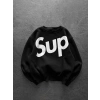 SUP BOXY KALIP 3 İPLİK PAMUKLU SWEAT SİYAH