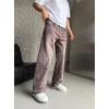 SÜPER BAGGY PARÇA ŞERİTLİ KOT PANTOLON KAHVE
