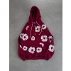 TEARS BASKI OVERSİZE HIRKA BORDO