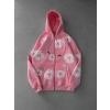 TEARS BASKI OVERSİZE HIRKA PEMBE