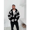 TEARS BASKI OVERSİZE HIRKA SİYAH