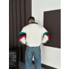 YANLARDAN PARÇALI İTALY POLO YAKA SWEAT BEYAZ
