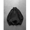 YARIM FERMUAR BASIC PL 3 İPLİK PAMUKLU SWEAT SİYAH
