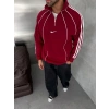 YARIM FERMUAR NK FUL BİYELİ OVERSİZE SWEAT KIRMIZI