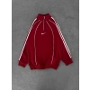 YARIM FERMUAR NK FUL BİYELİ OVERSİZE SWEAT KIRMIZI