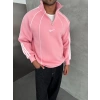 YARIM FERMUAR NK FUL BİYELİ OVERSİZE SWEAT PEMBE