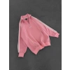YARIM FERMUAR NK FUL BİYELİ OVERSİZE SWEAT PEMBE