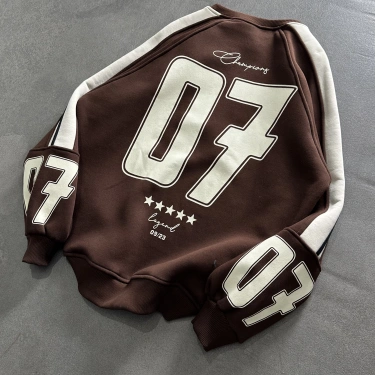 07 Şardonlu Unisex Sweatshirt-KAHVERENGİ