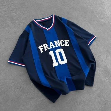10 Frnc Şeritli Premium Unisex Tişört