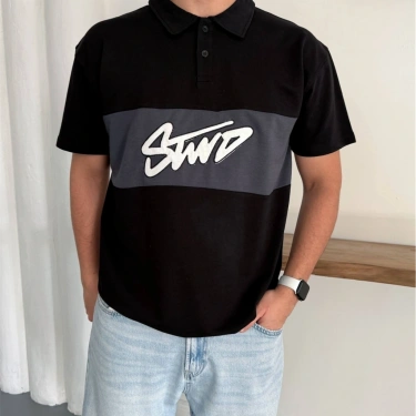 SW Parçalı Unisex Tshirt-Siyah