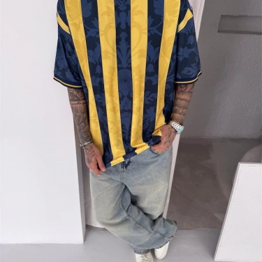 Taraftar Oversize Tshirt-Sarı Lacivert