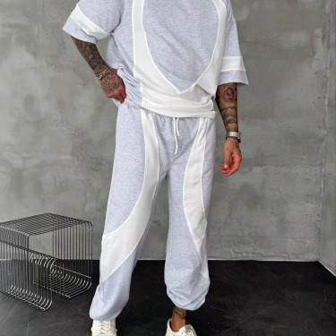 Parçalı Unisex Oversize Eşofman Takımı-Gri