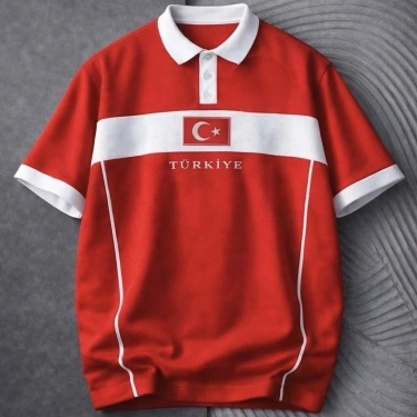 Yeni Sezon TR Parçalı Unisex Tişört - Kırmızı