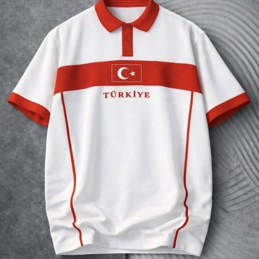 Yeni Sezon TR Parçalı Unisex Tişört - Beyaz