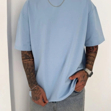Basic New Season Unisex Tshirt-Mavi