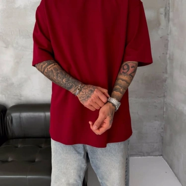 Basic New Season Unisex Tshirt-Bordo