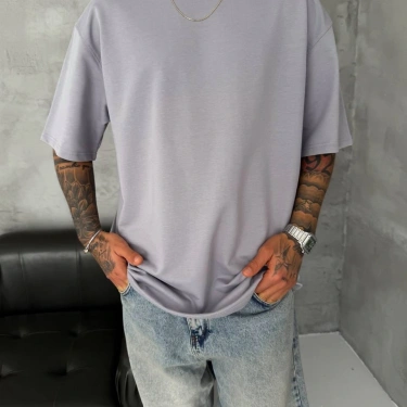 Basic Oversize Unisex Tshirt - Gri