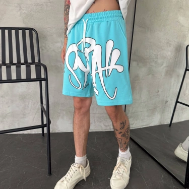 Baskılı Unisex Şort- Mavi