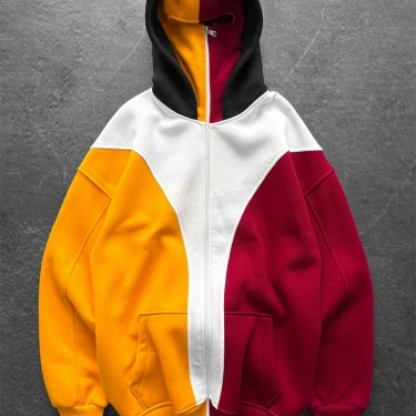 Maskeli Taraftar Şardonlu Hoodie-Sarı Kırmızı