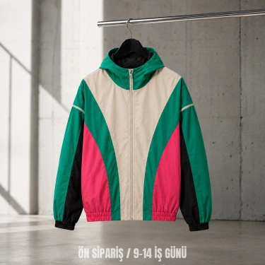 ÖN SİPARİŞ-Pink Parçalı Unisex Bomber Ceket