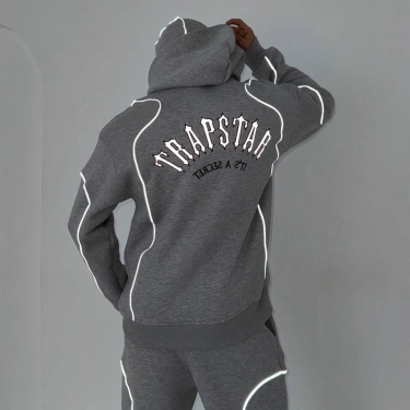 Reflektörlü Maskeli Unisex Eşofman Takımı-Gri