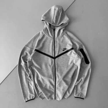 Tech Kapüşonlu Unisex Hırka-Gri