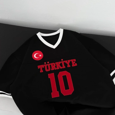 Türkiye 10 Unisex Oversize Tshirt-Siyah