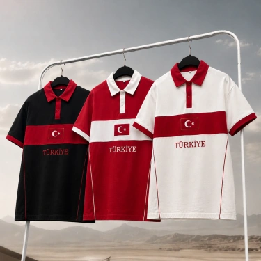 Yeni Sezon Türkiye Parçalı Unisex Tişört - Siyah