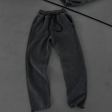 Yıkamalı Unisex Baggy Eşofman-Füme