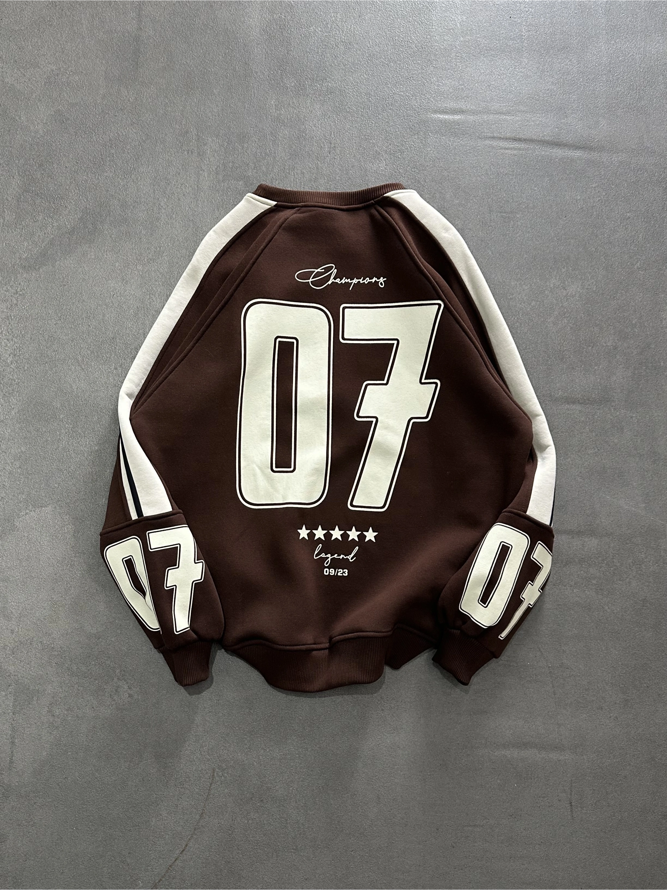 07 Şardonlu Unisex Sweatshirt-KAHVERENGİ